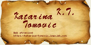 Katarina Tomović vizit kartica